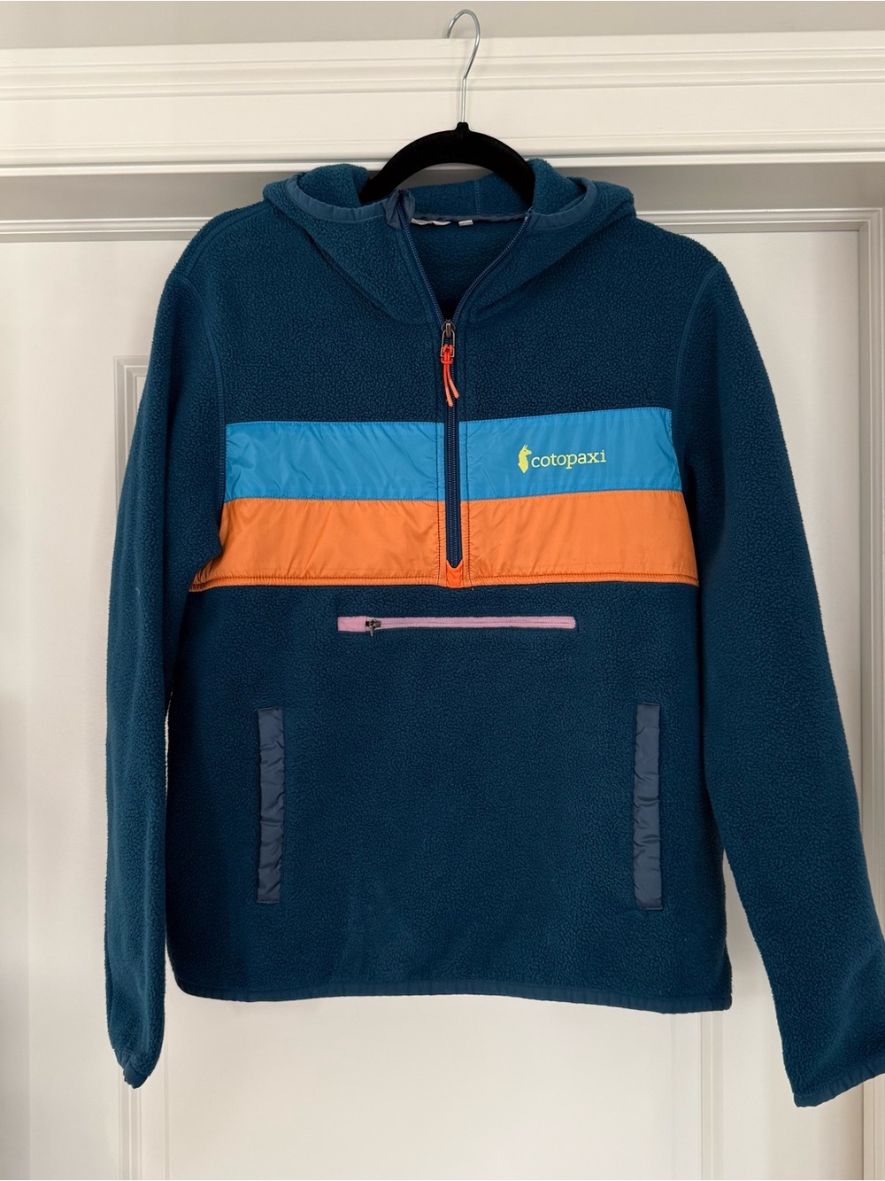 Cotopaxi Women’s Teca Fleece Pullover Half Zip with Hood - colorblock chest